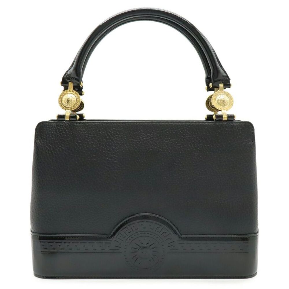 Versace Sunburst Leather Handbag Black